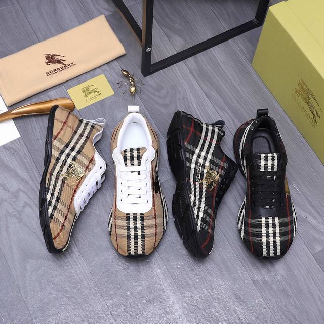 商品商标：Burberry 巴宝莉 休闲鞋 正码码数: 38-44 商品材料：精选透气格纹鞋面 网布内里 橡胶大底